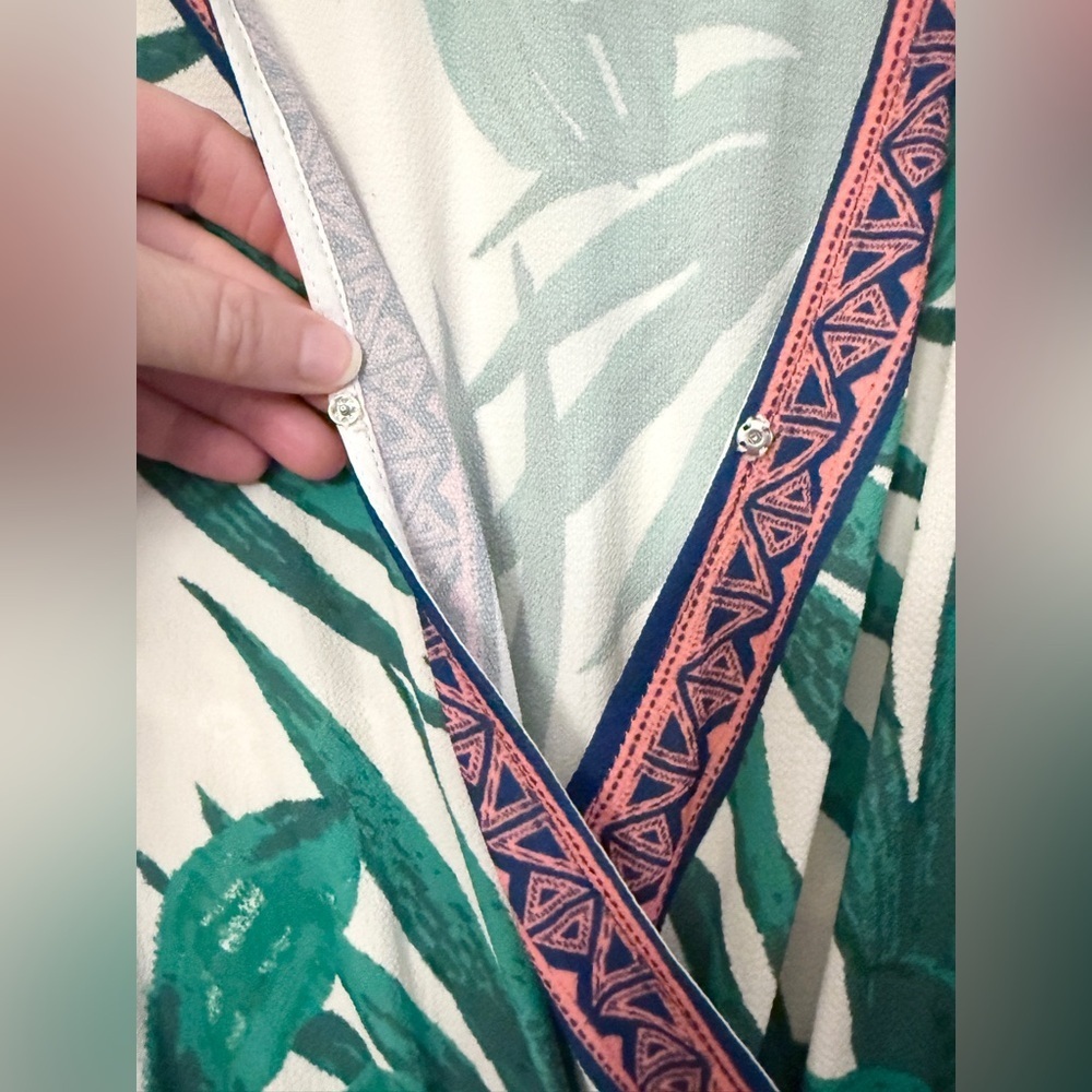 Tropical Green Leaf Print Jumpsuit - Picture 4 of 6